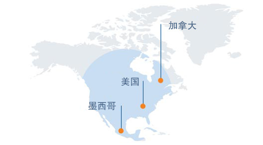 标注了国家/地区和地点的世界地图。